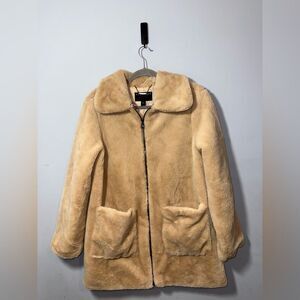Bernardo faux fur Tan Jacket Pockets Size Small NWOT